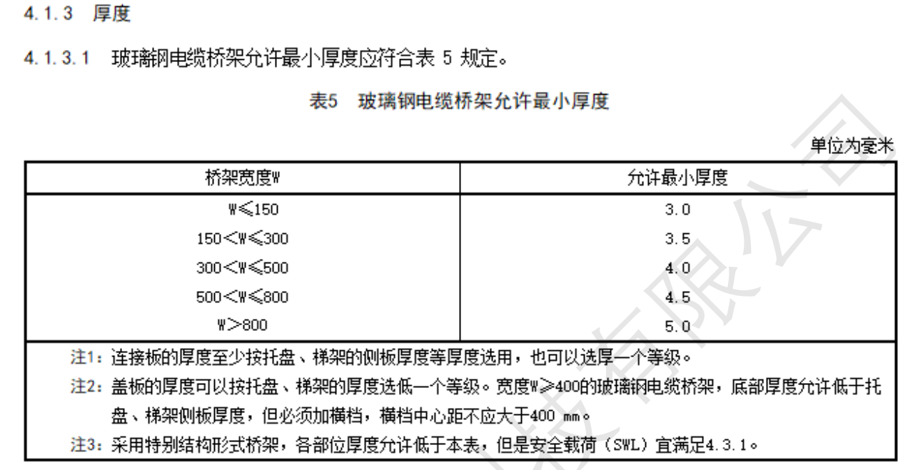 玻璃钢桥架厚度标准
